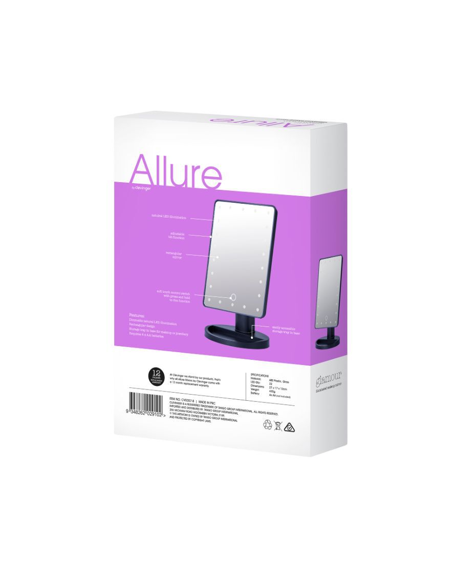 Allure Glamour Makeup Mirror Black Shaver Shop
